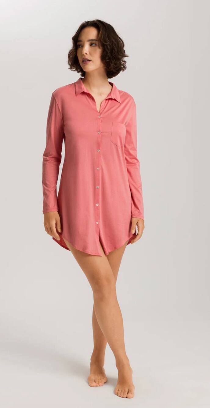 Hanro Button Front Cotton Sleep Shirt Luxury Sleepwear 100% Mercerized Cotton S